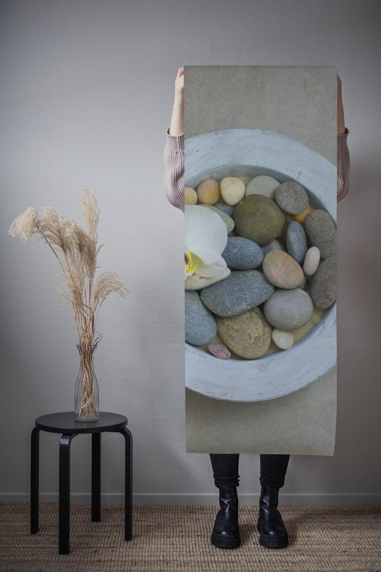 Zen Stones and Orchid wallpaper roll