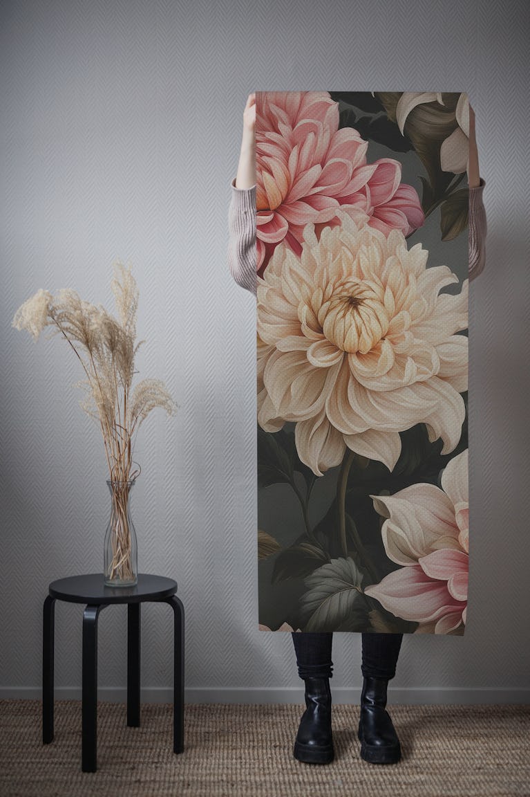 Flowers Elegant Dahlia floral wallpaper roll
