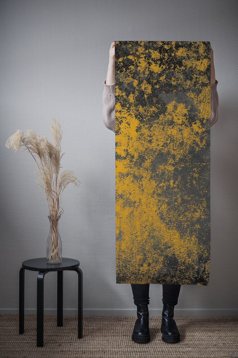 Concrete texture in yellow grey wallpaper roll