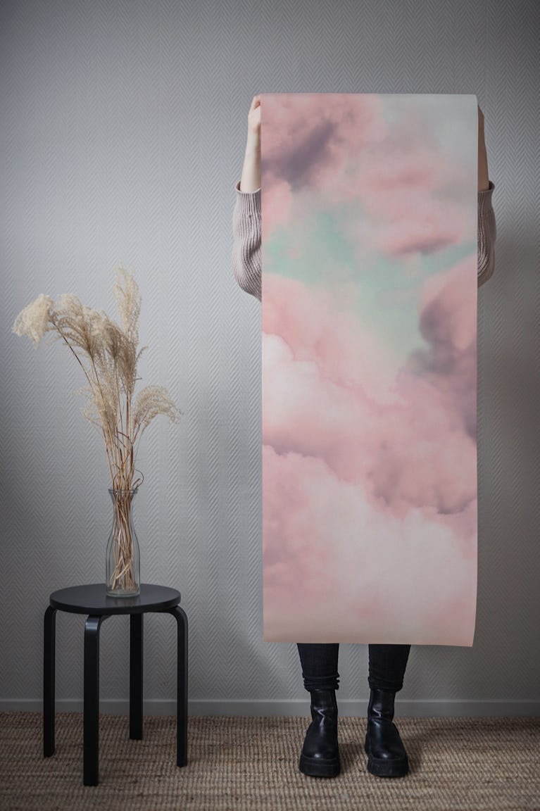 Dreamy Cotton Blush Clouds wallpaper roll