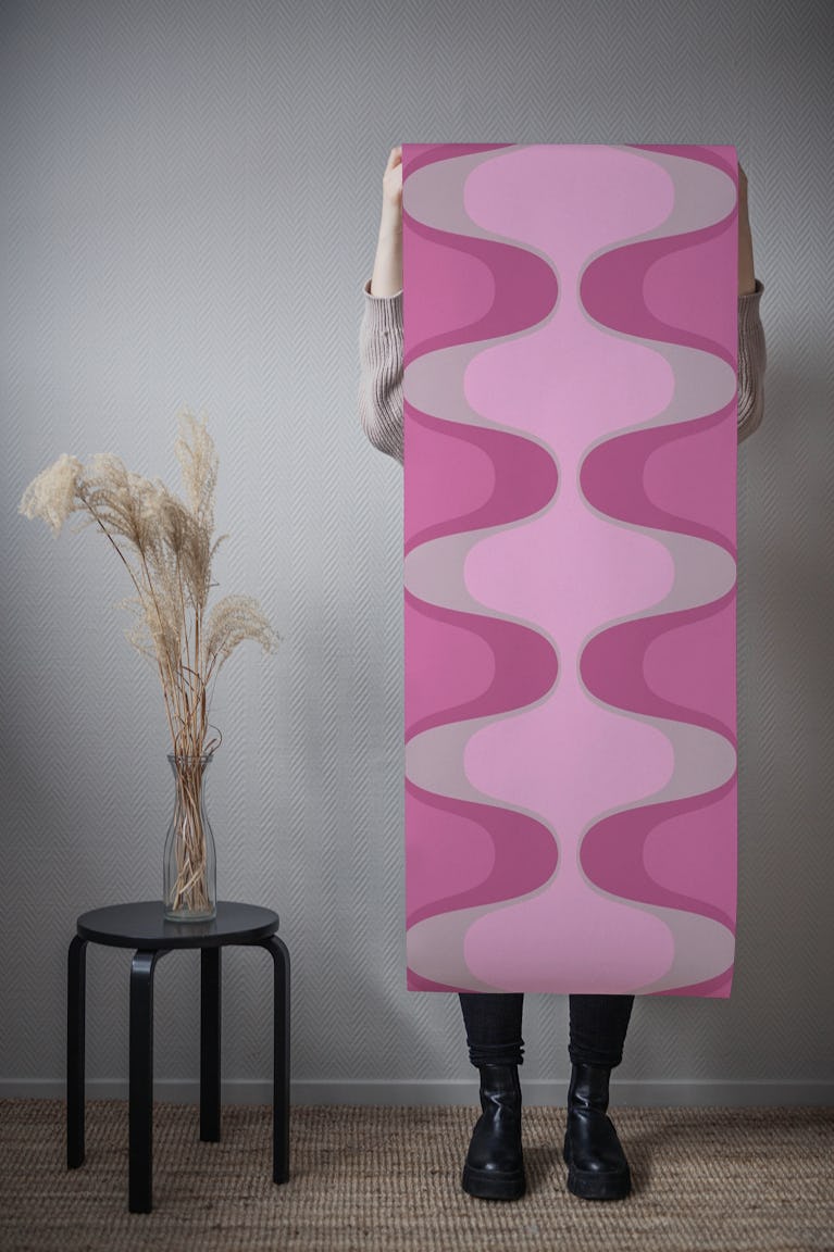 Vivid Pink Vintage Abstract Geo wallpaper roll