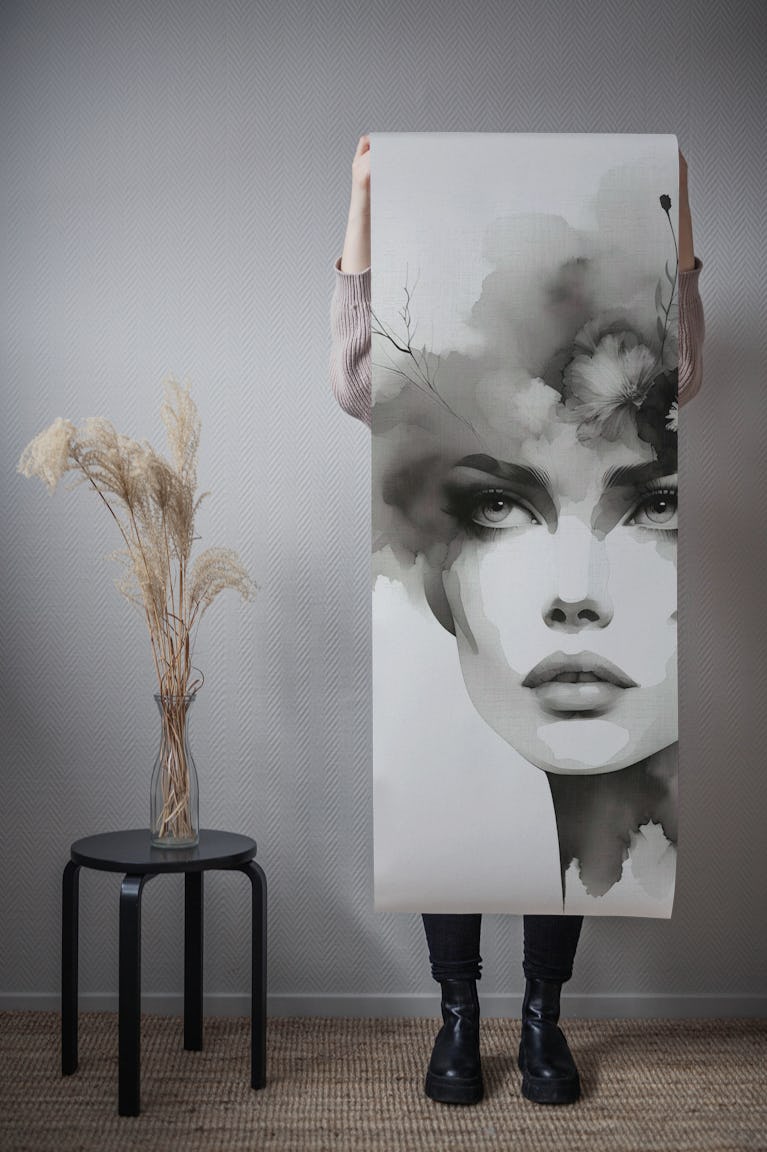 Monochrome Bloom Beauty wallpaper roll