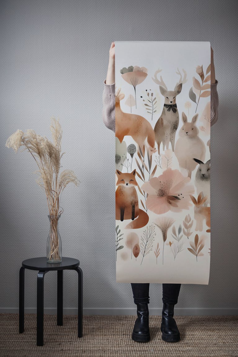 Whimsical forest friends wallpaper roll