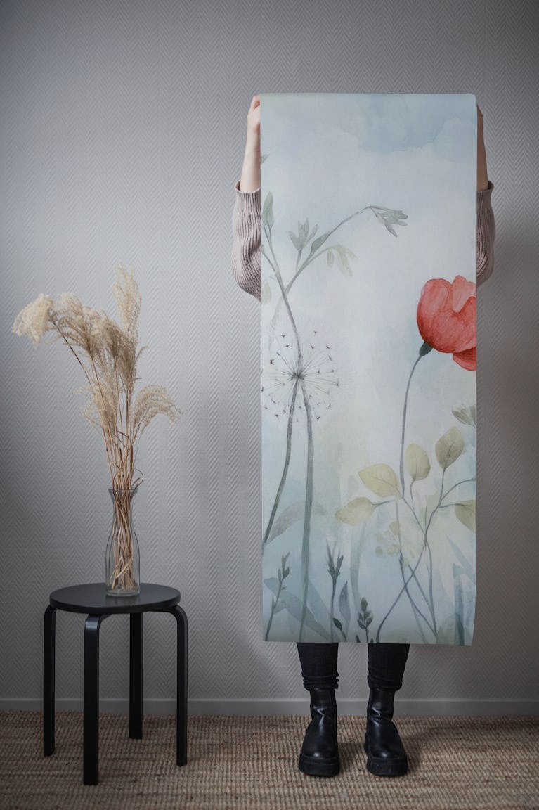 Ethereal Blooms in Mist wallpaper roll