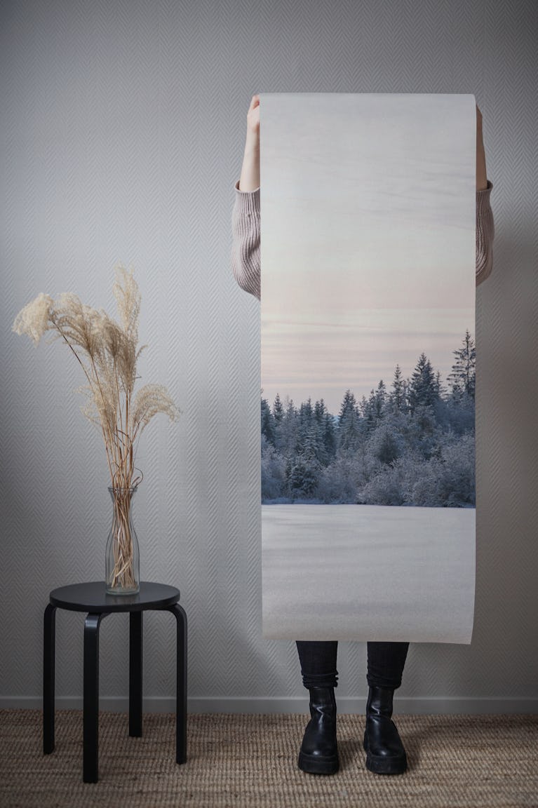 Pastel Snowy Pine Trees Dream 1 wallpaper roll