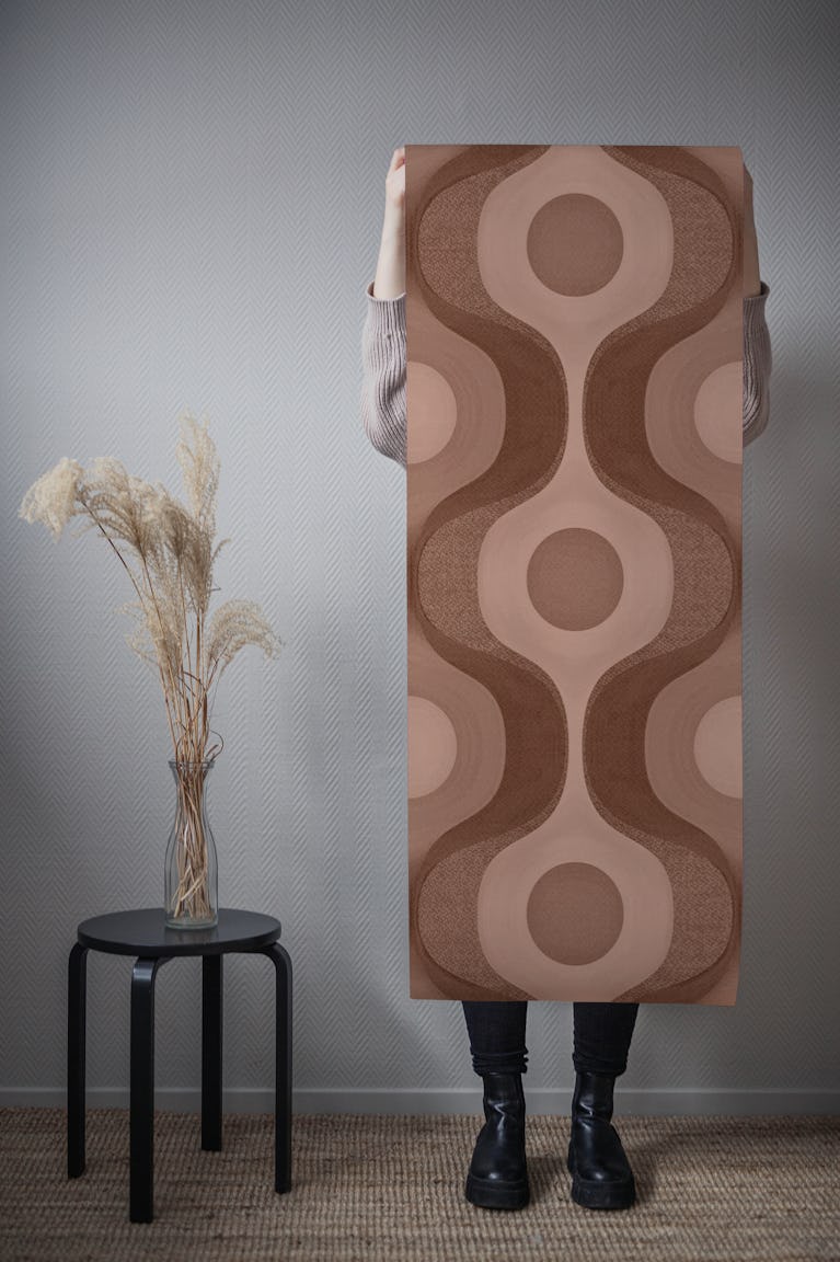 Moody Mocha 70s Groovy Geometry wallpaper roll