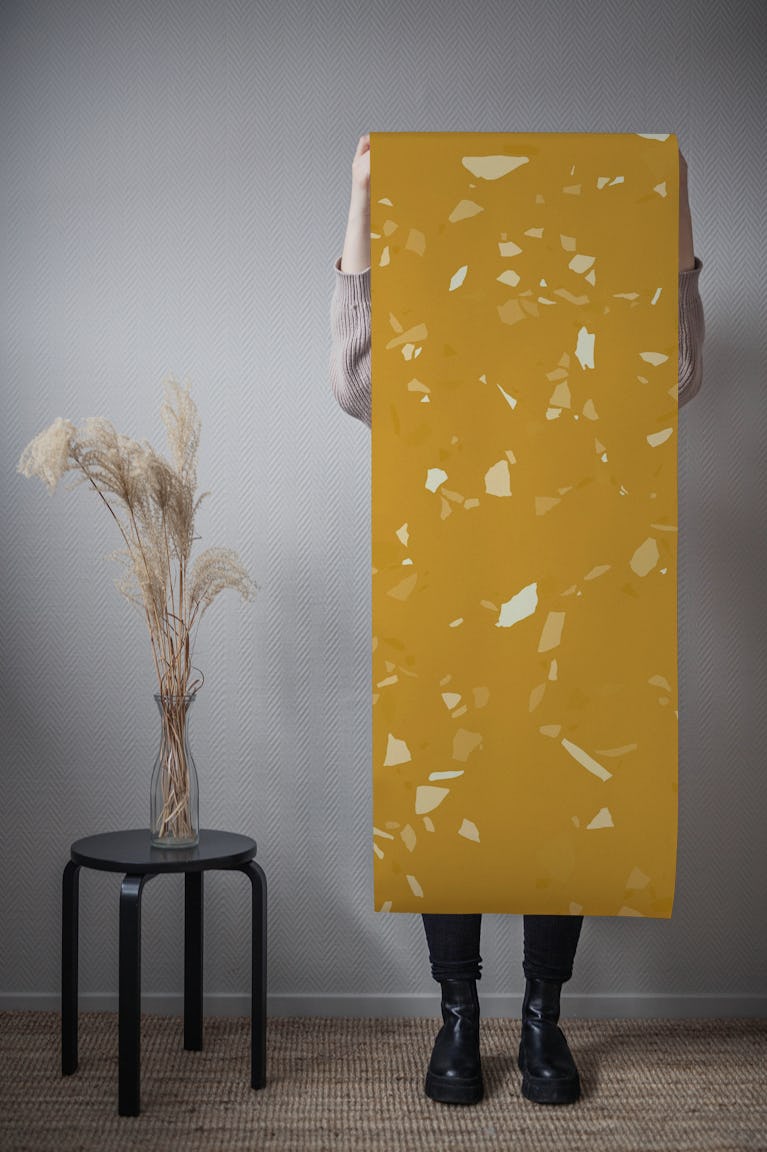 Terrazzo Texture in Golden Yellow Shades WM wallpaper roll