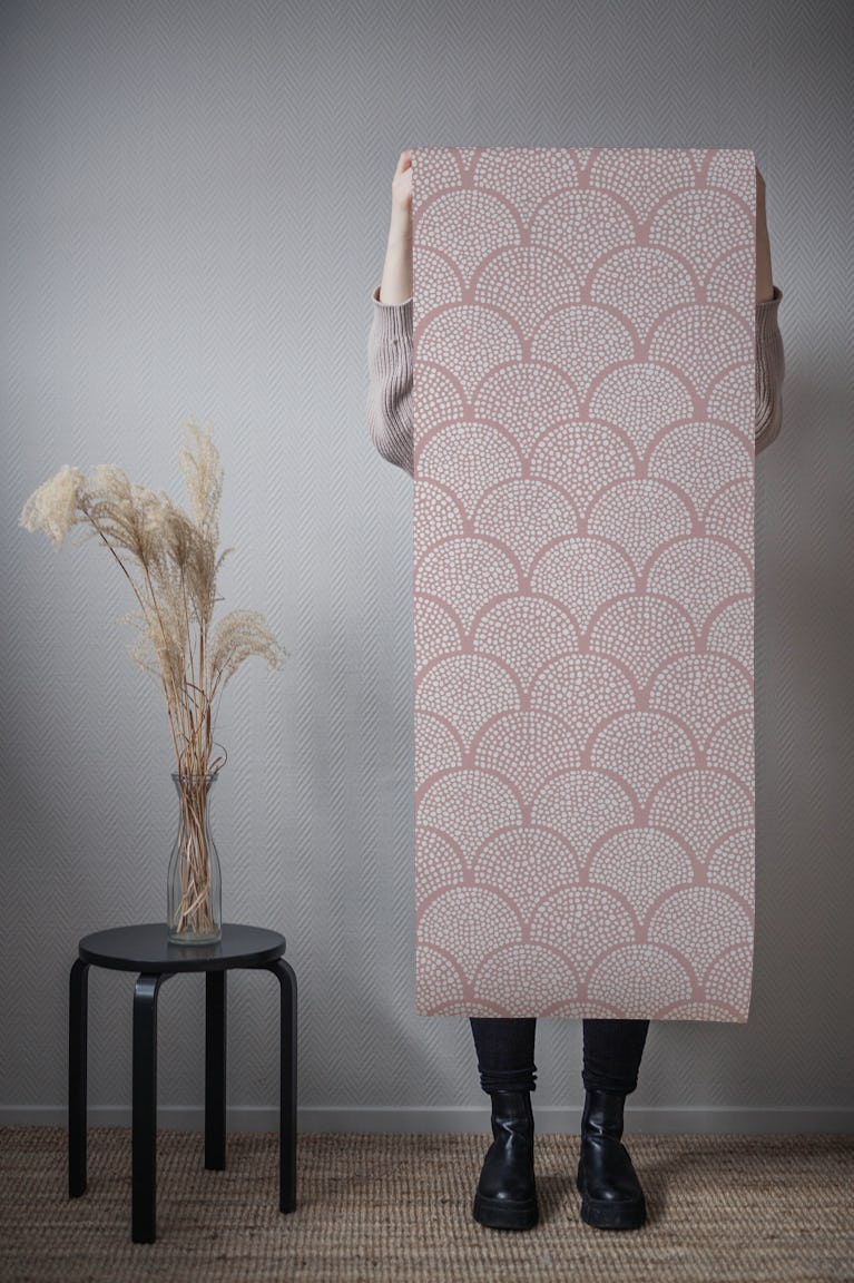 Japanese Hand Drawn Scallop Texture Pink WM wallpaper roll