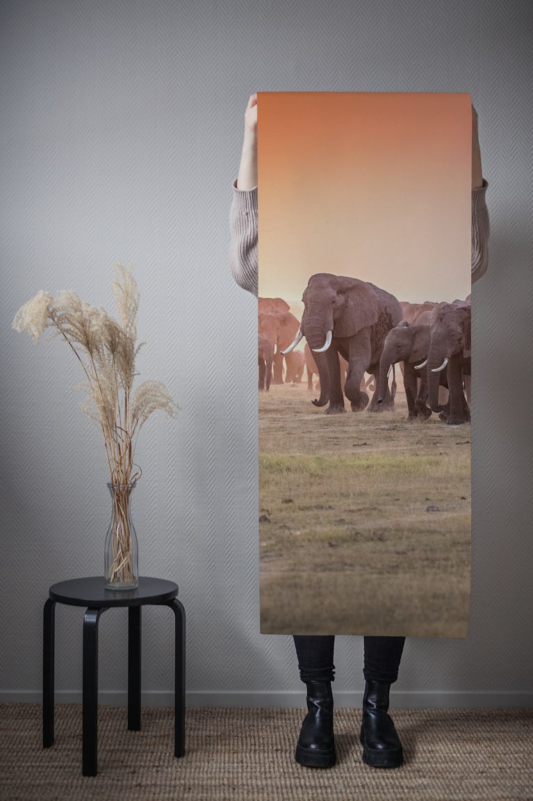 Amboseli Morning Stroll to Starbucks wallpaper roll