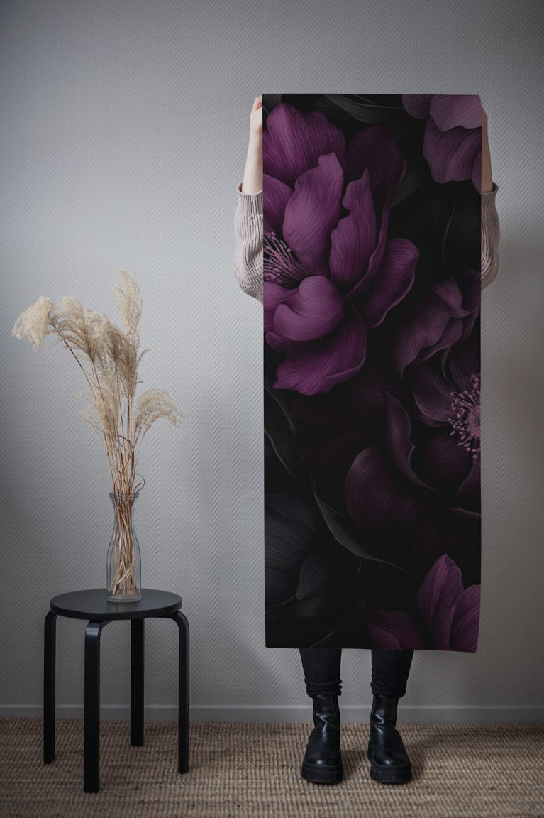 Deep Purple Nocturnal Gothic Garden Grace wallpaper roll