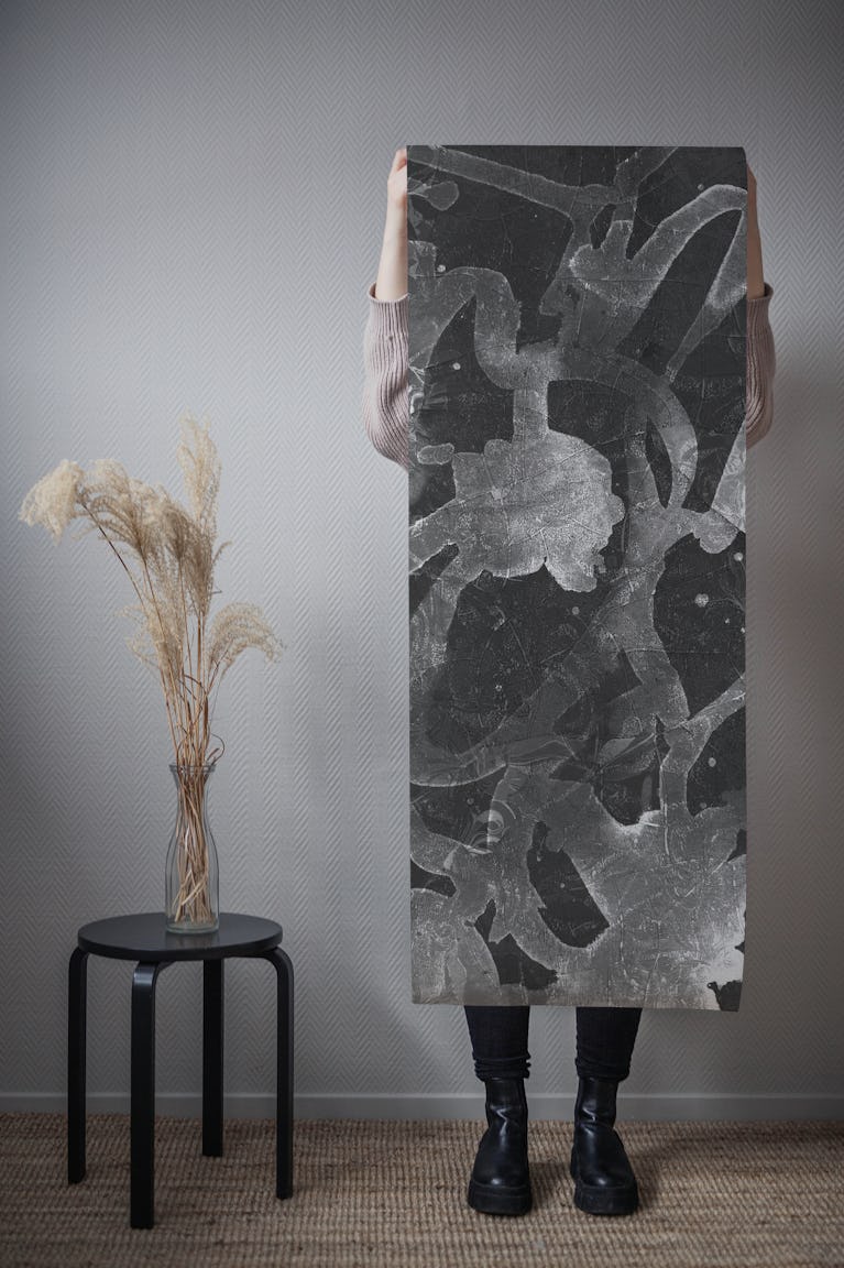 Silver Floral Silhouettes wallpaper roll