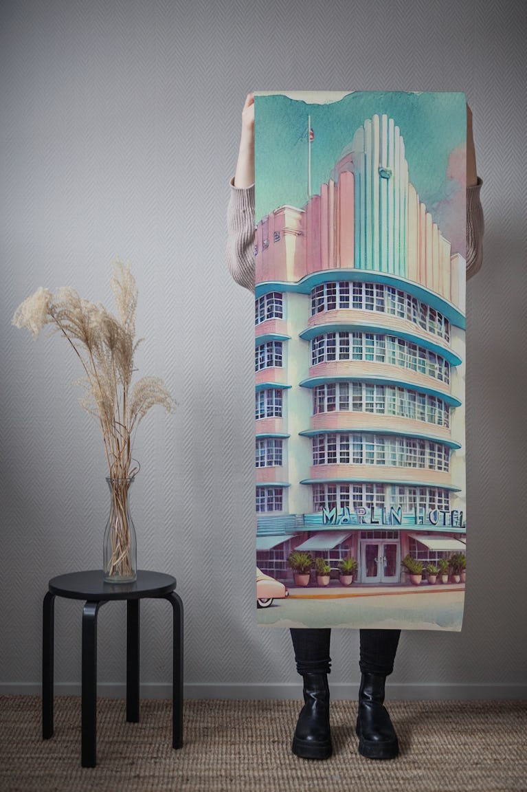 Vintage Marlin Hotel Poster, Miami Beach wallpaper roll