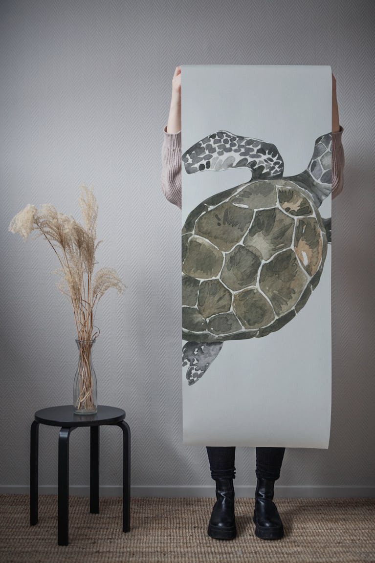 Ocean Turtle in Soft Hues wallpaper roll