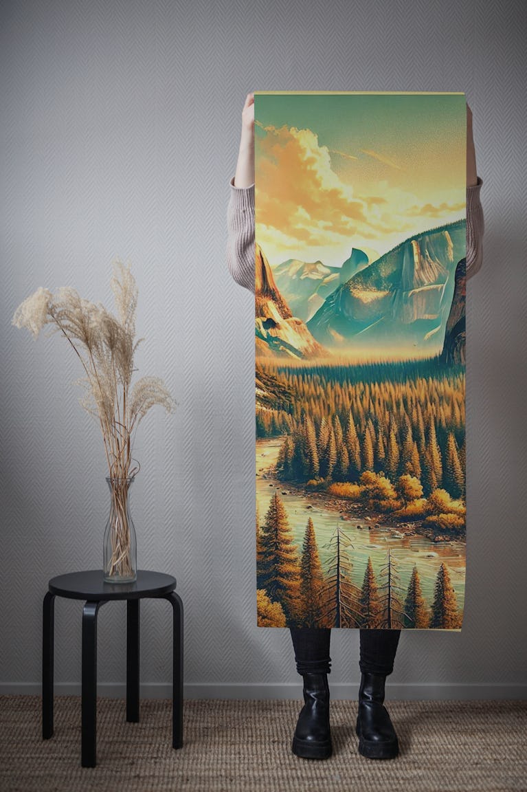 Vintage Yosemite Poster, USA wallpaper roll