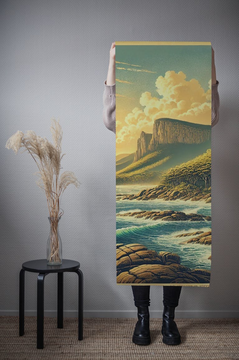 Vintage Tasmania Poster, Australia wallpaper roll