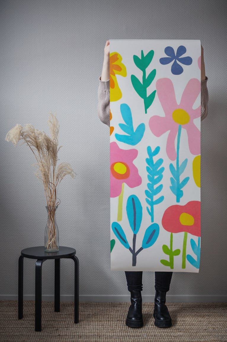 Groovy Cheerful Blooms Colorful Garden wallpaper roll