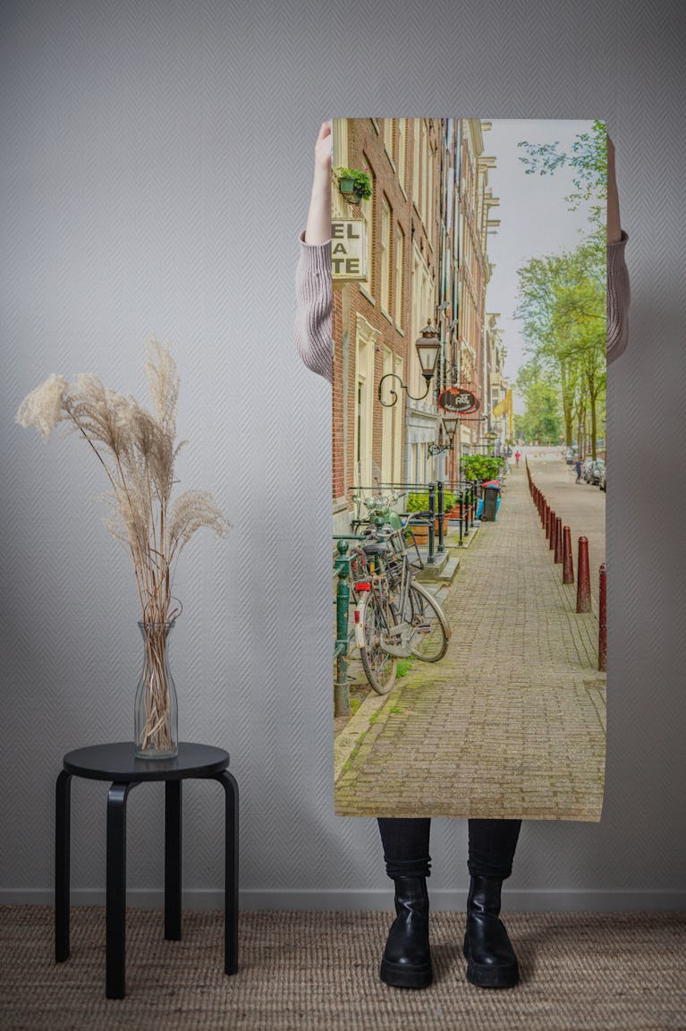 Vintage Bike in Dutch Street wallpaper roll