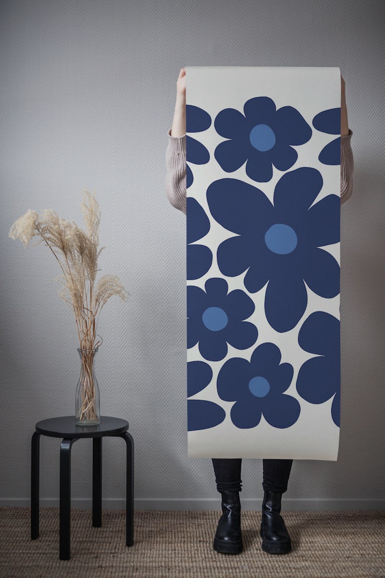 Blue Blossom Delight - Flower Market wallpaper roll
