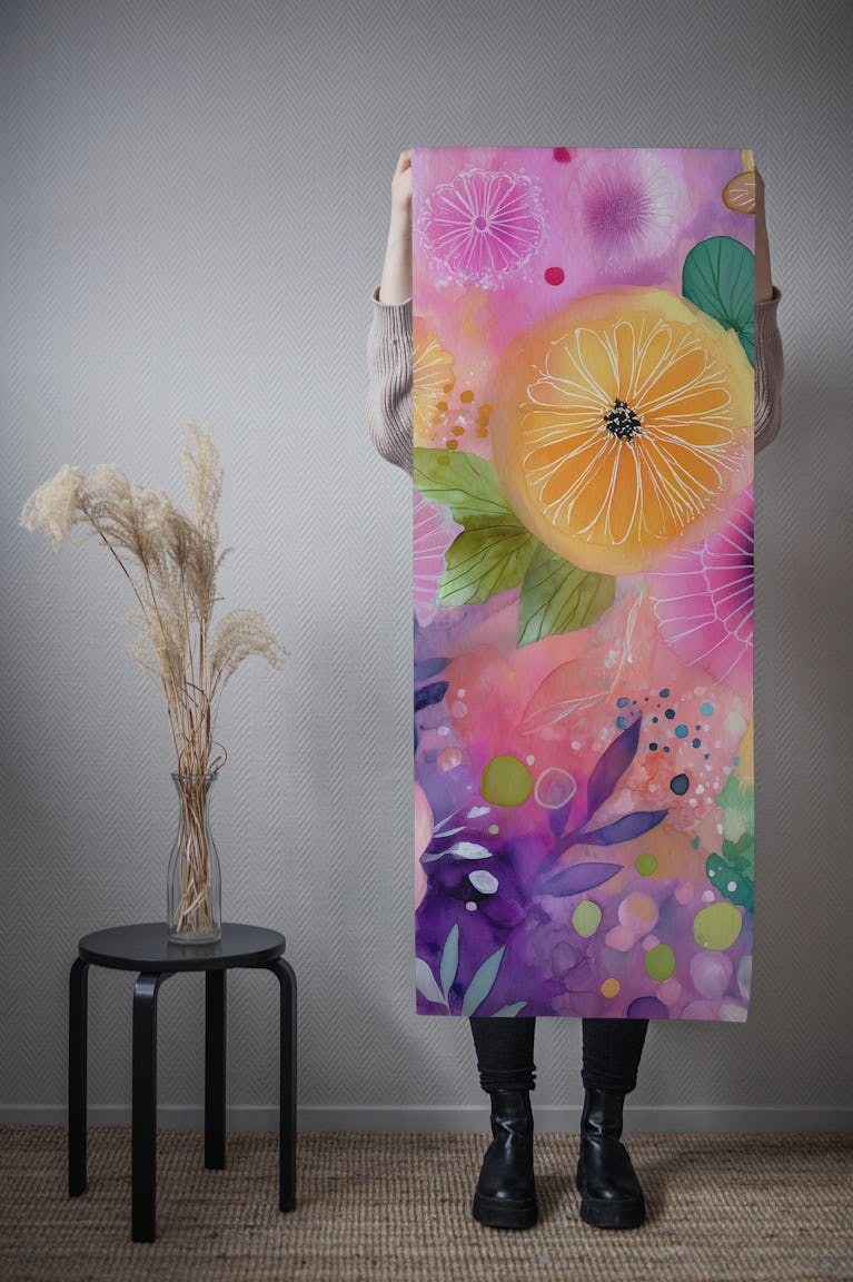 Whimsical Flowers Boho Style wallpaper roll
