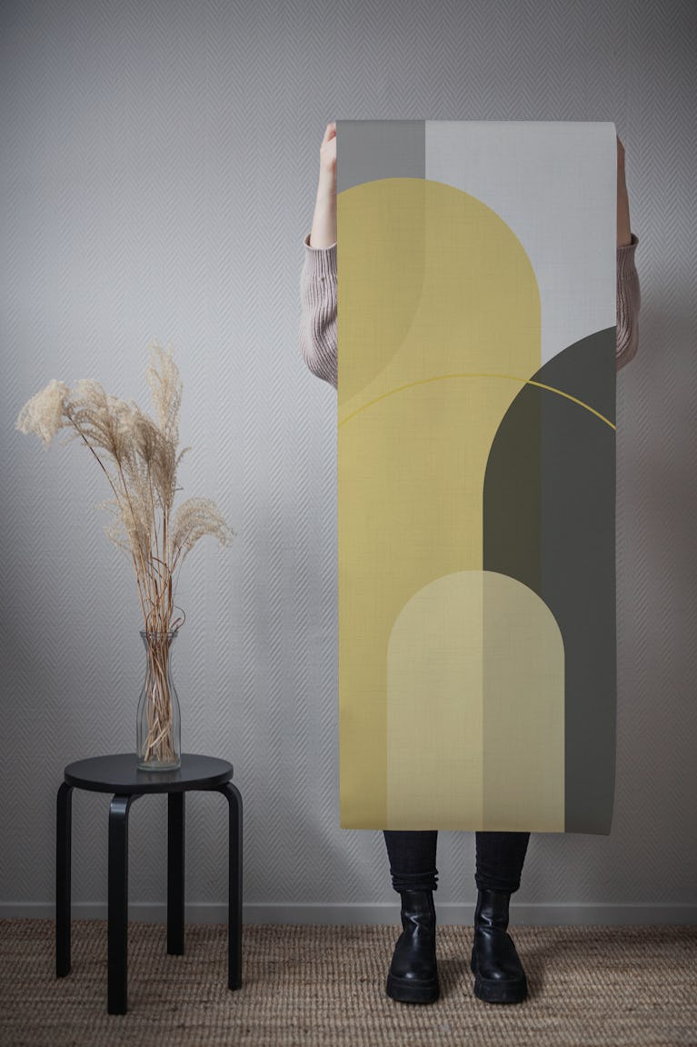 Elegant Arches Grey Yellow wallpaper roll