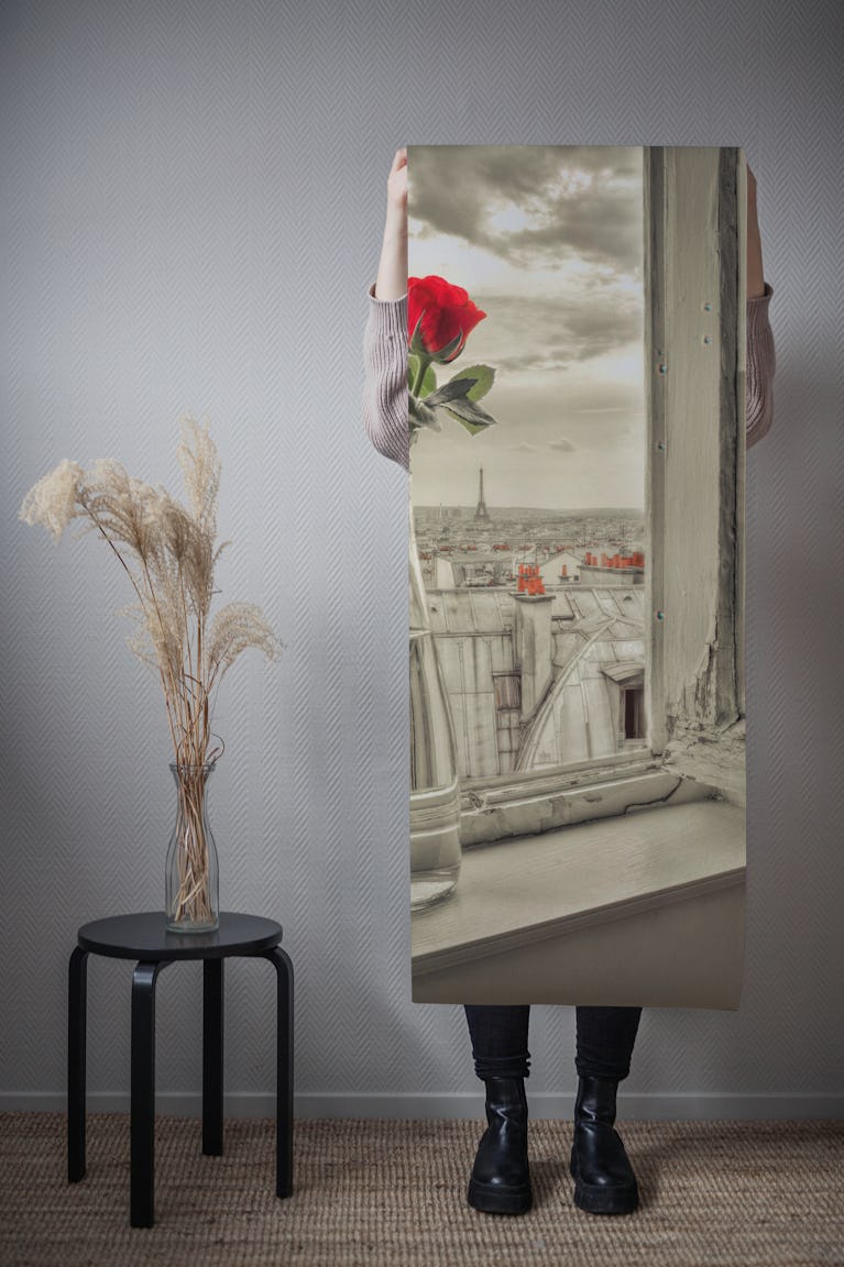 Flower Vase on Window wallpaper roll
