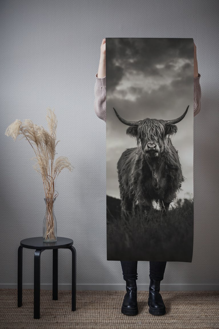 Graceful Highland Cattle Scene wallpaper roll