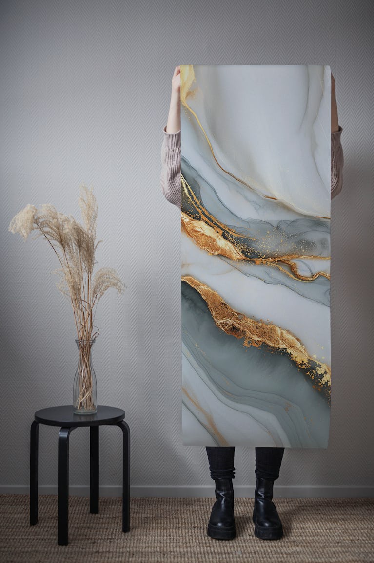 Luxe Gold Marbling wallpaper roll