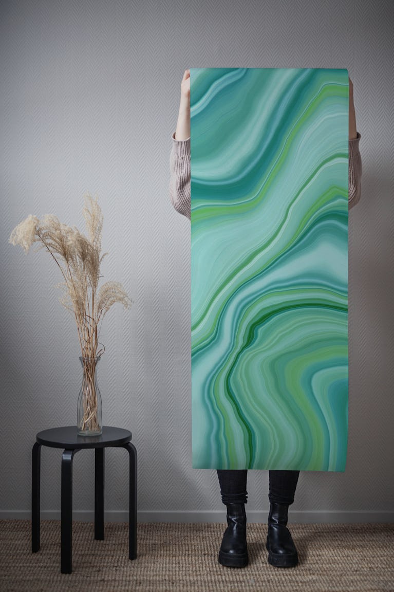 Liquid Emerald Green Agate 1 wallpaper roll