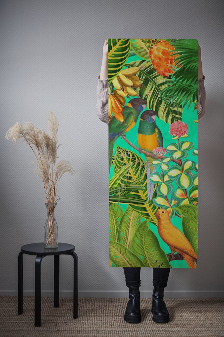 Exotic Vintage Birds Garden wallpaper roll