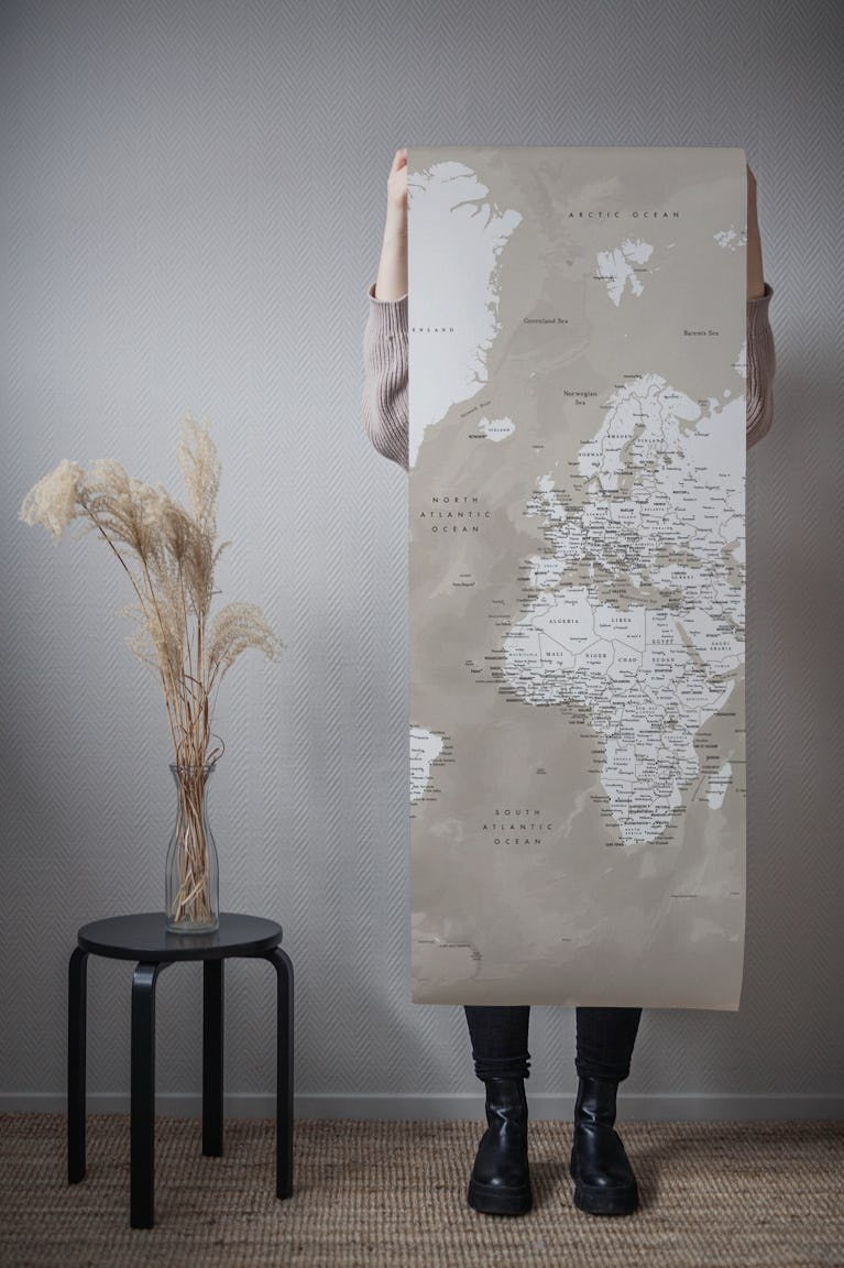 Detailed world map Orien wallpaper roll