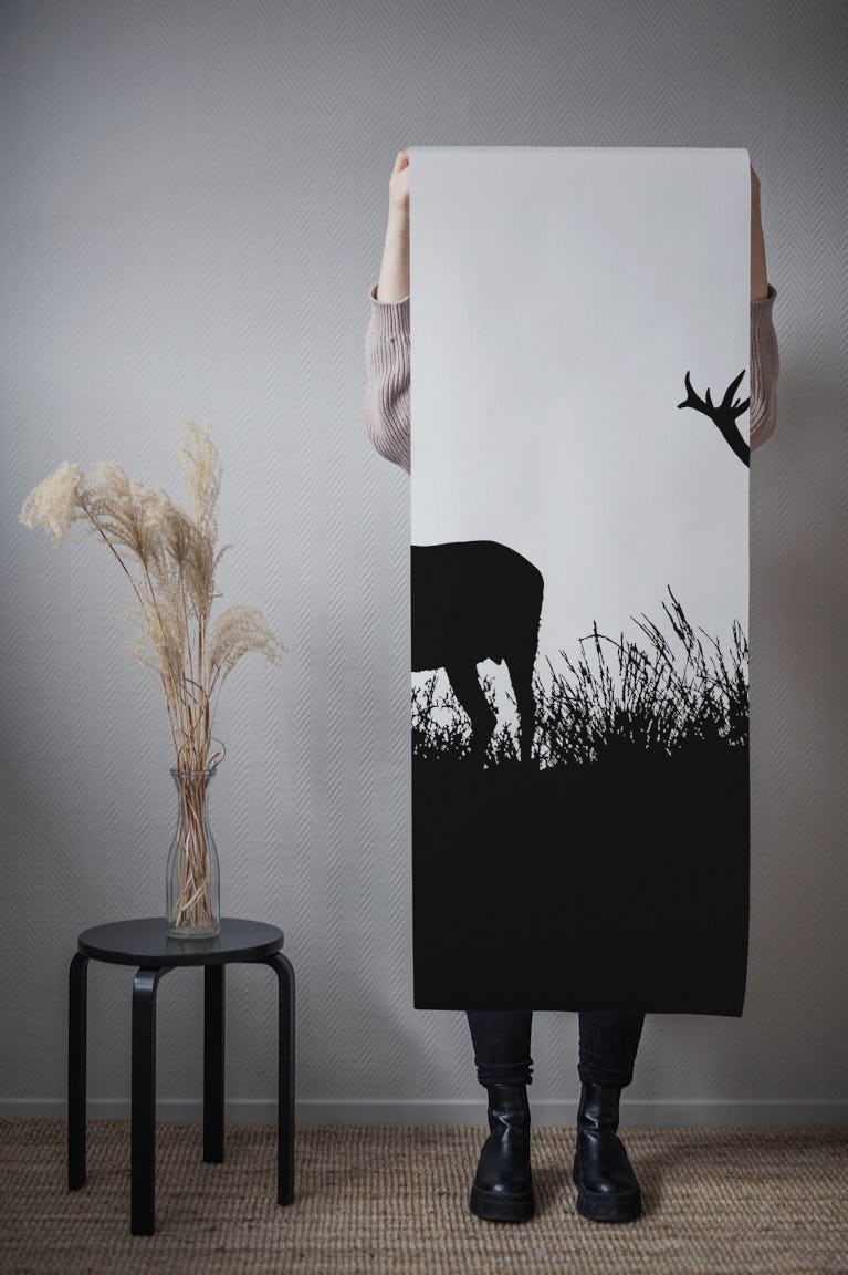 Black And White Deer wallpaper roll