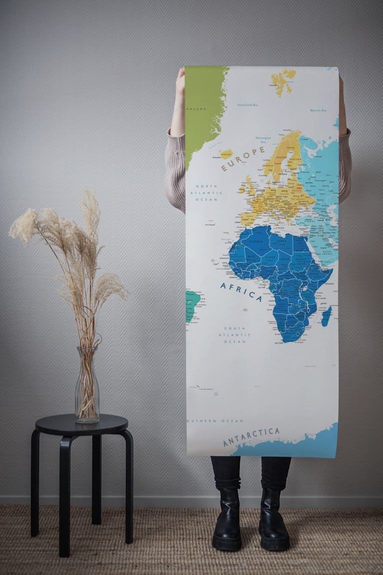 Detailed world map Elisenda wallpaper roll