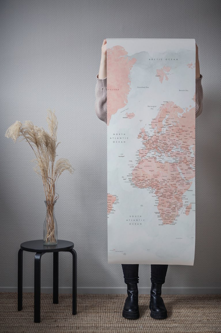 Detailed world map Lynnette wallpaper roll