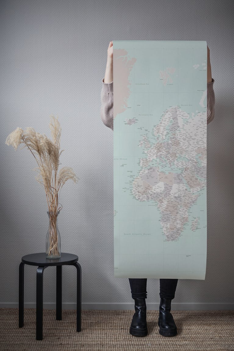 High detail world map Kalila wallpaper roll