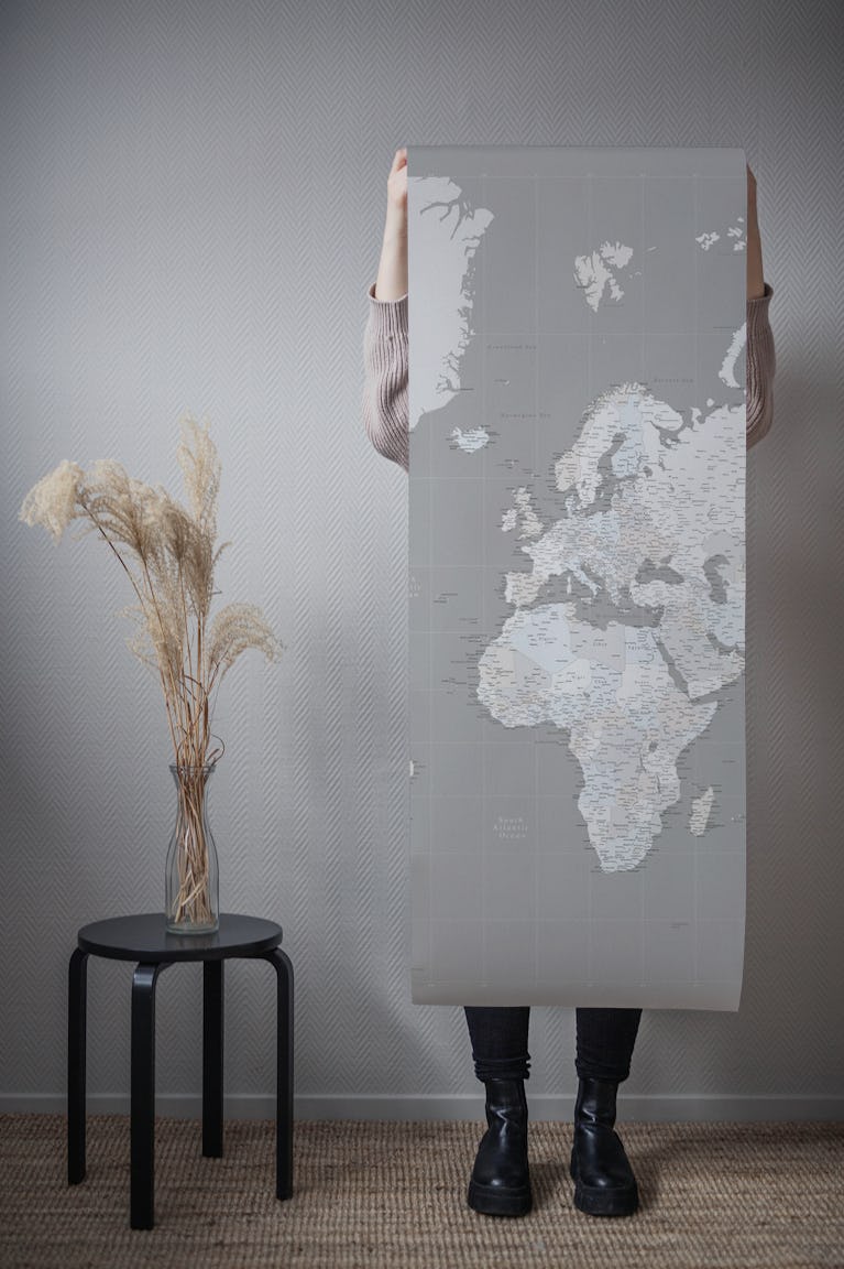 High detail world map Hugh wallpaper roll