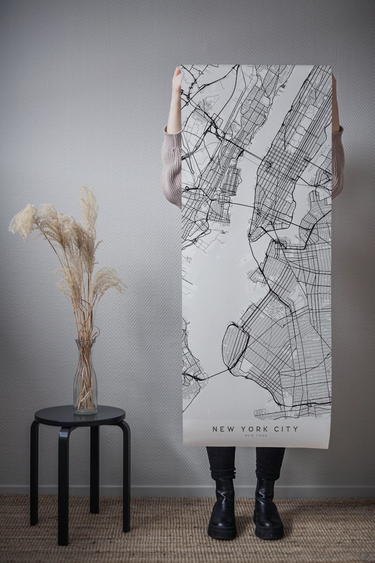 New York city scandi map wallpaper roll
