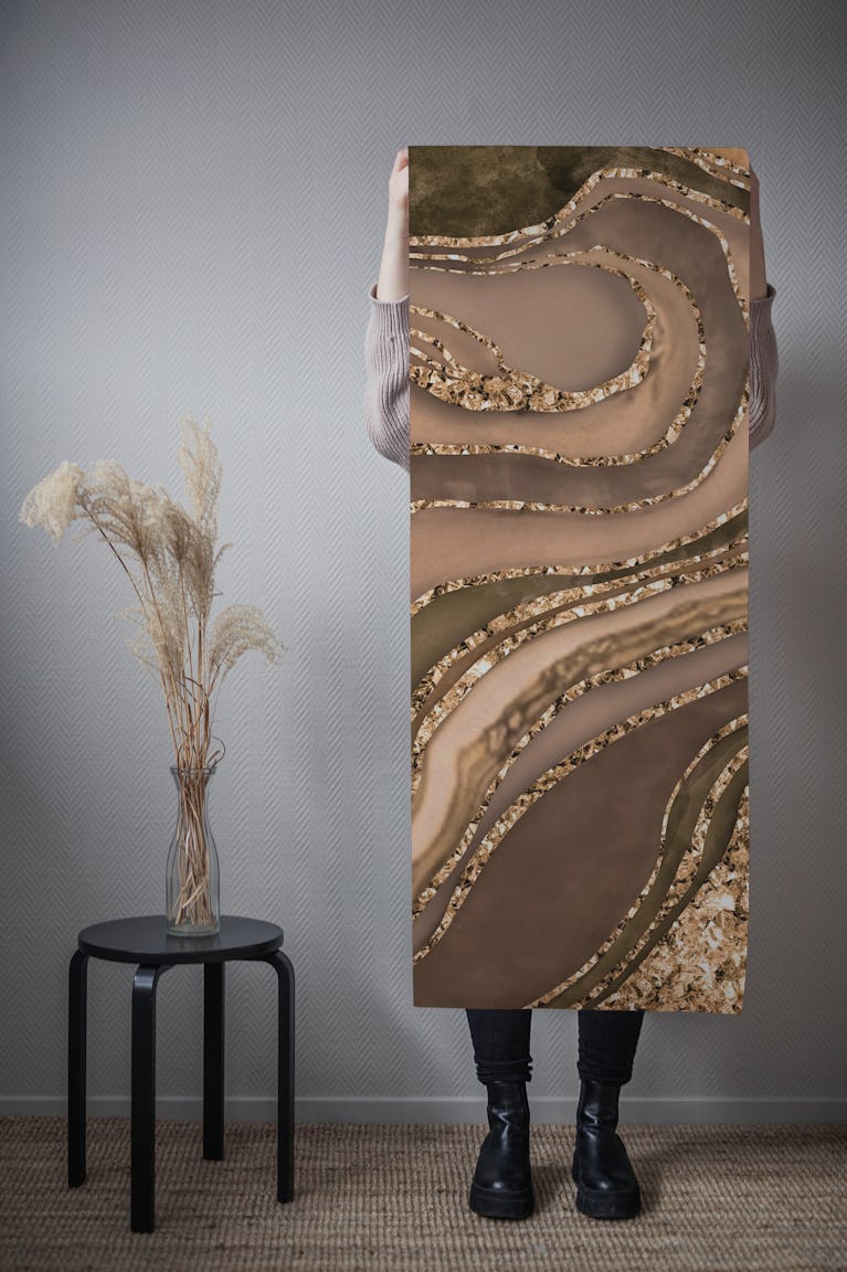 Crystal Marble Gemstone Brown wallpaper roll