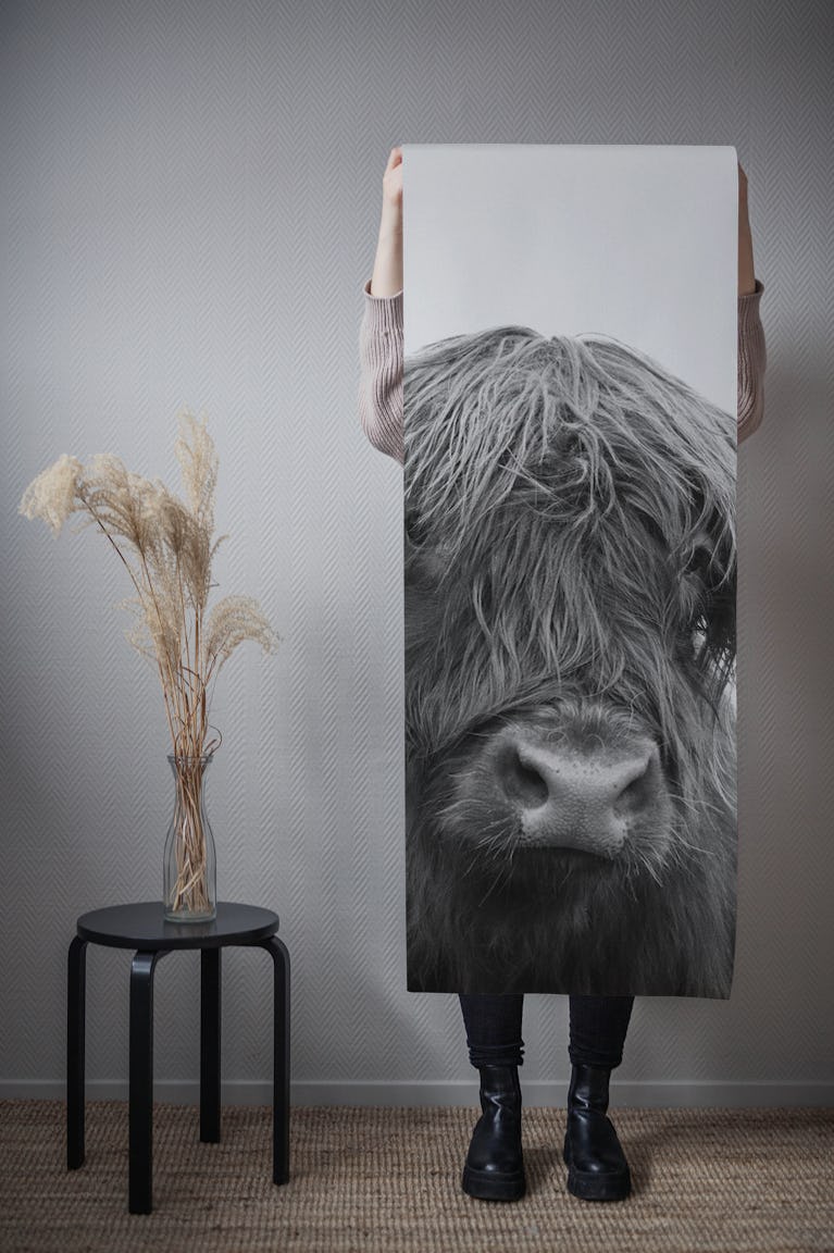 Highland Cow Black White 5 wallpaper roll