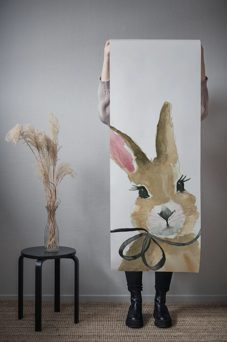 Bunny with Bow Wallpaper - Adorable Animal Design for Your Home
