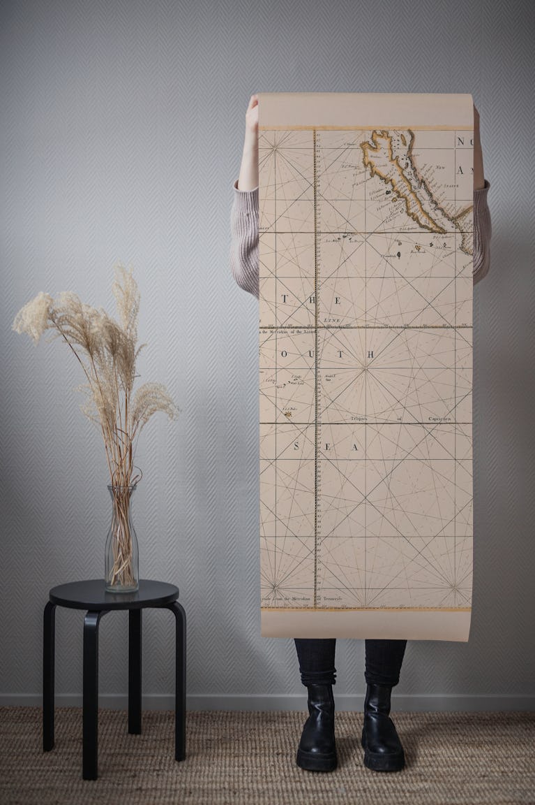 South Sea Vintage Map wallpaper roll