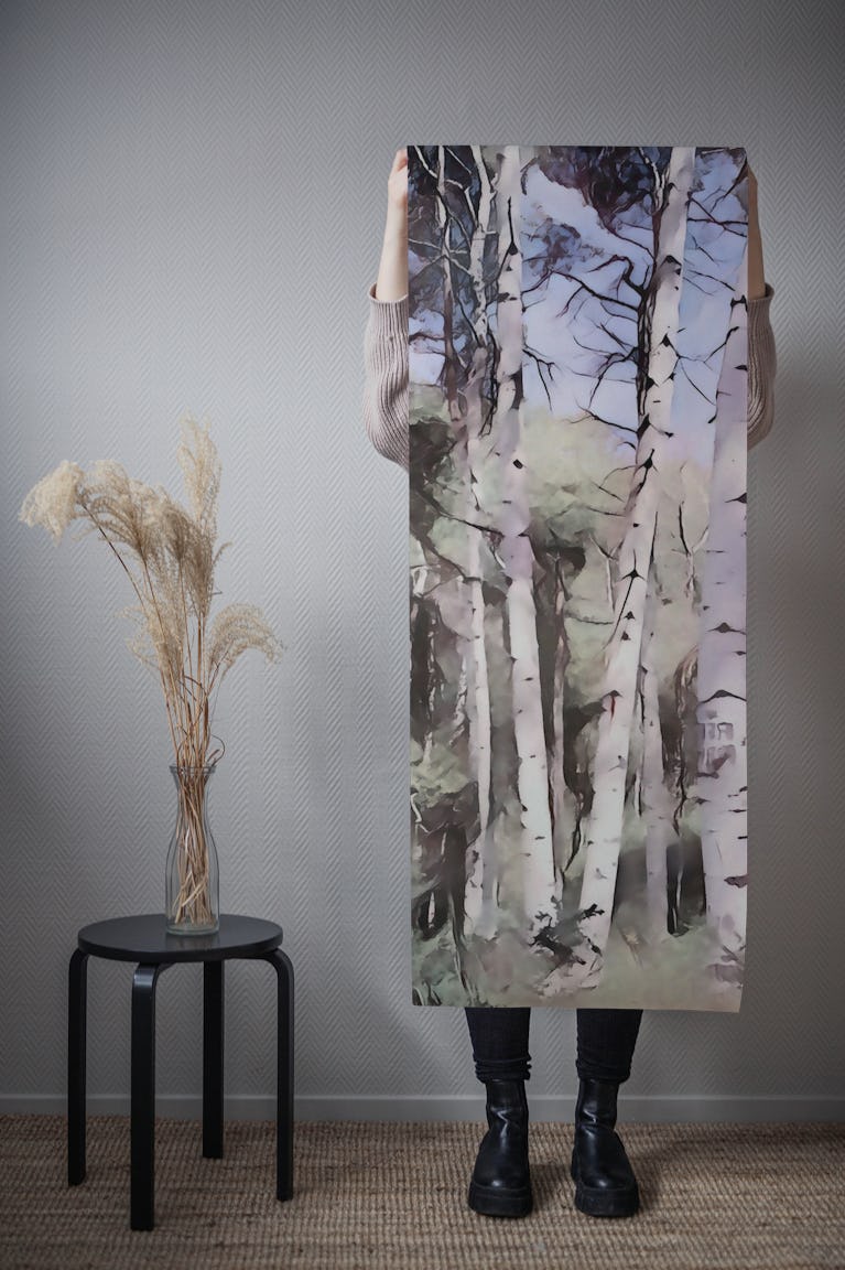 Birch Forest Watercolor wallpaper roll