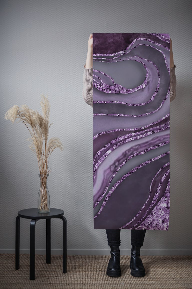 Purple Crystal Marble Gemstone wallpaper roll