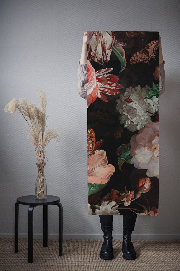 Peach Baroque Night Roses Garden wallpaper roll