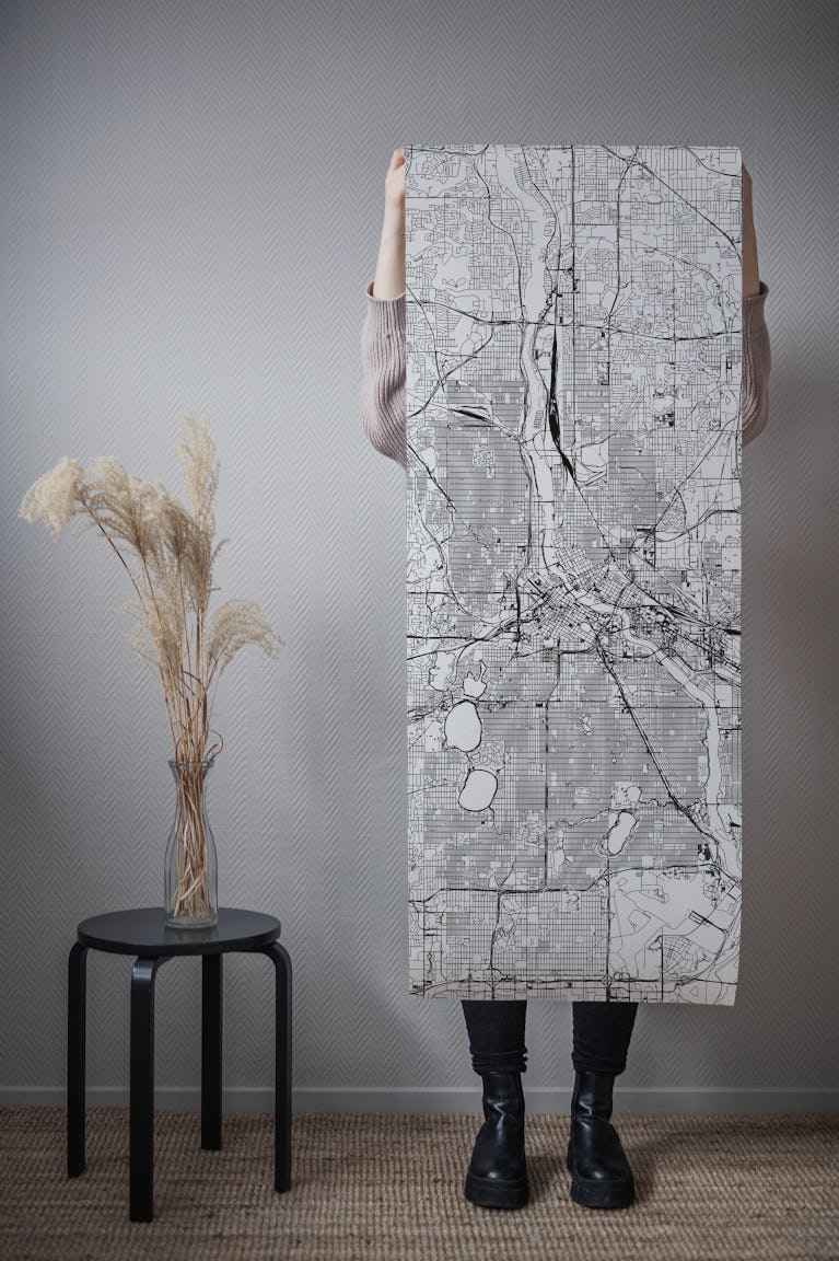 Minneapolis Map Portrait wallpaper roll