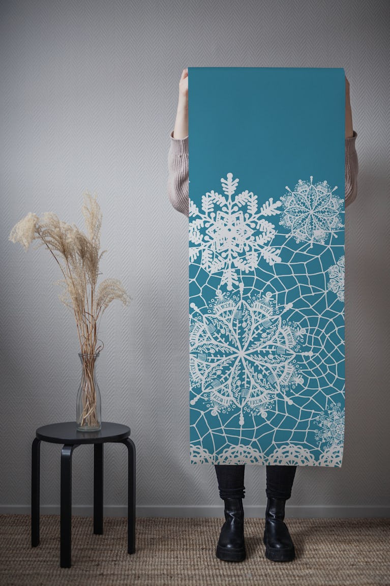 White Lace Show Flake Jade wallpaper roll