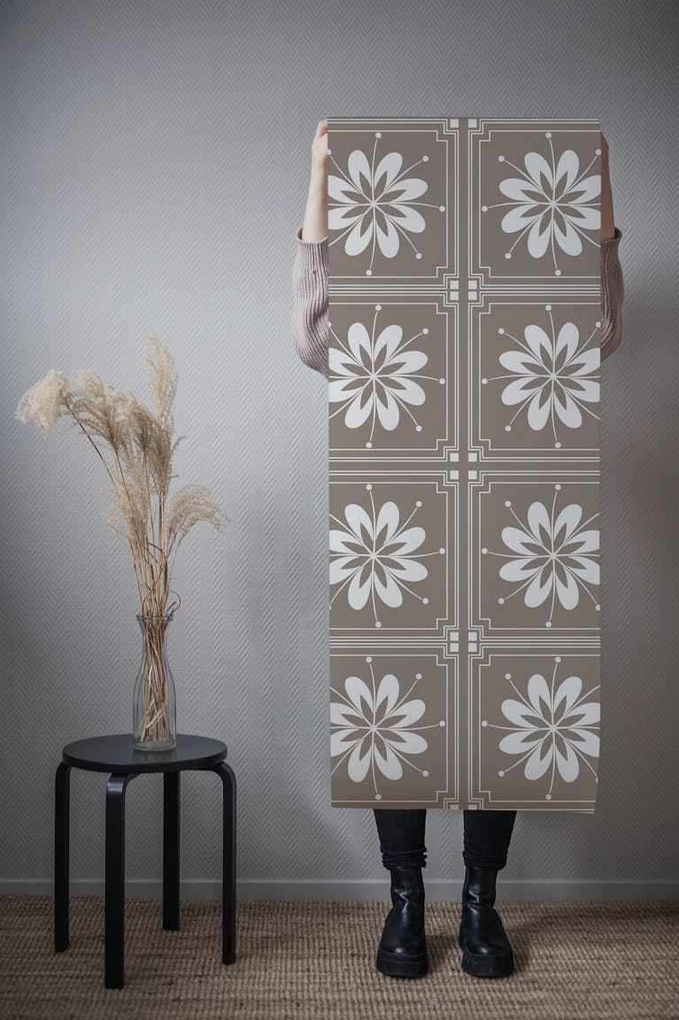 Talavera Taupe Beige Floral wallpaper roll