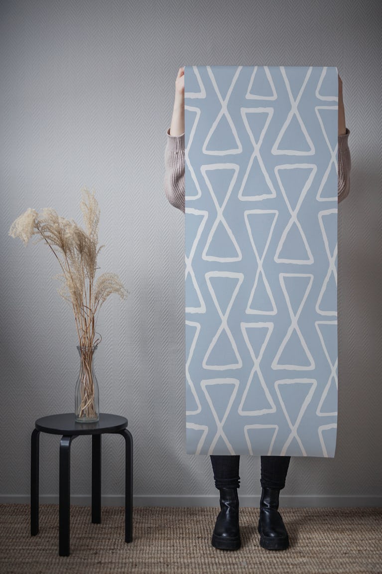 Hourglass white on blue wallpaper roll