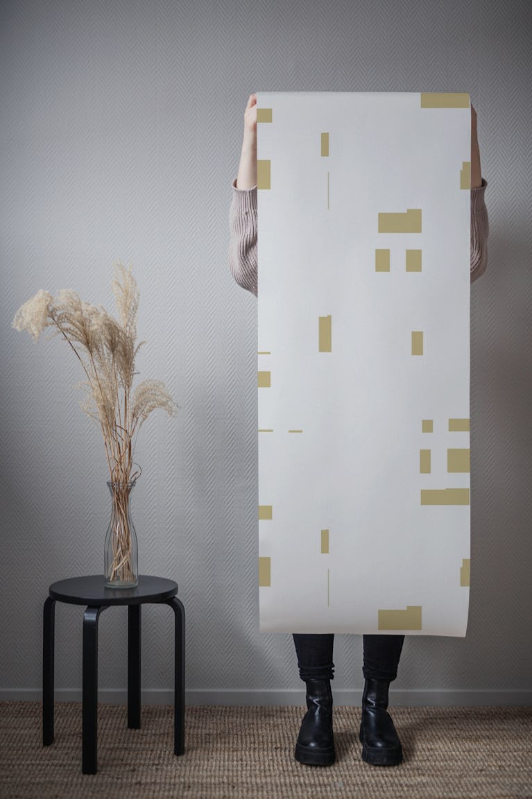 Gold geometry blocks wallpaper roll
