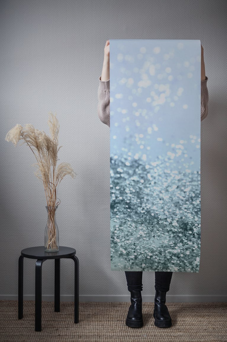 Light Seafoam Blue Glitter 1 wallpaper roll
