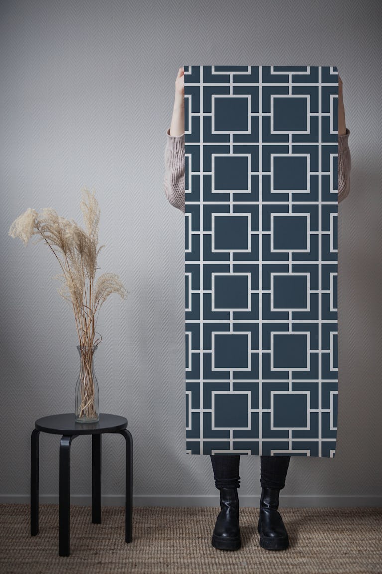 Greek key charcoal white wallpaper roll